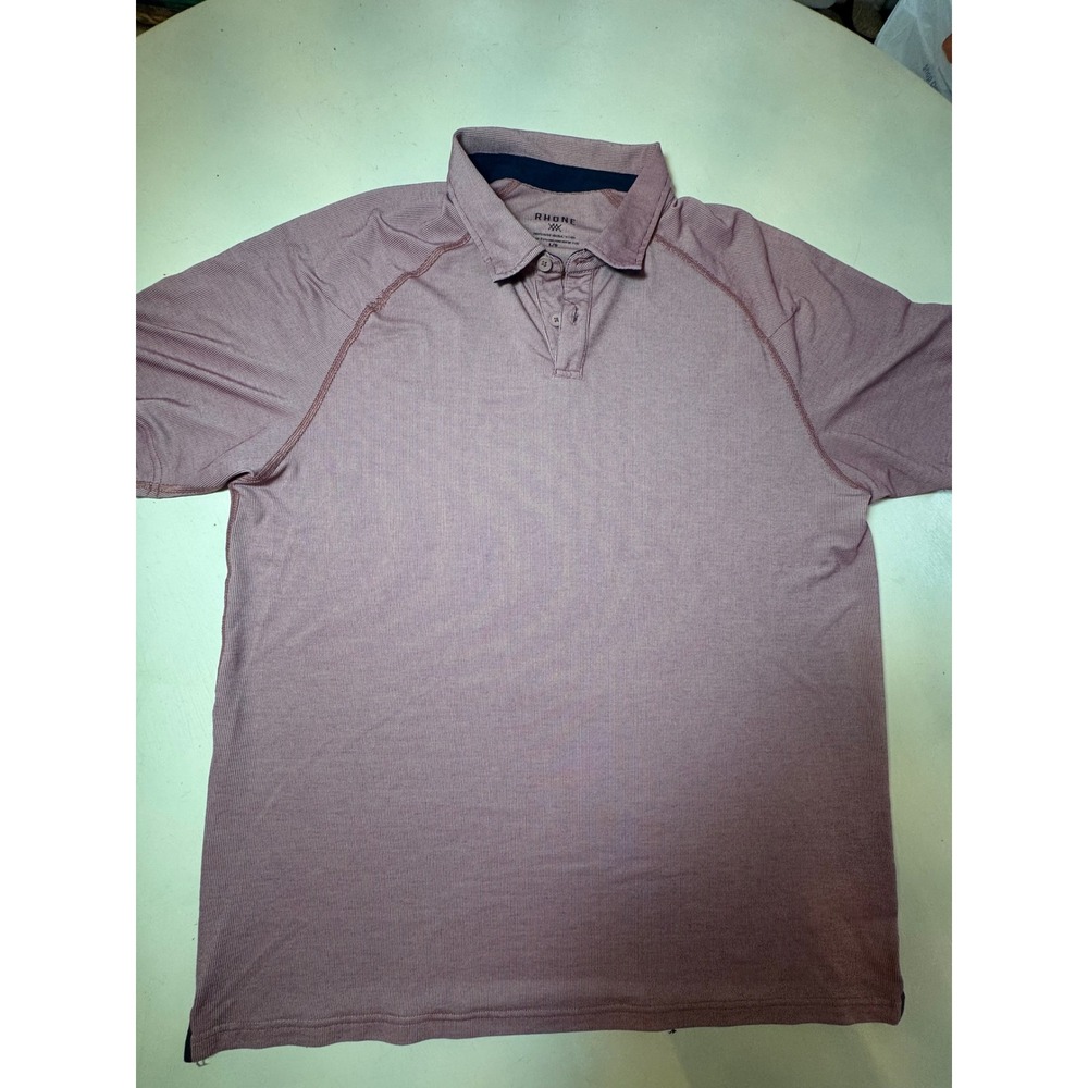 Rhone Delta Pique Polo Shirt Mens Large Mauve Pink Raglan Short Sleeve Golf L